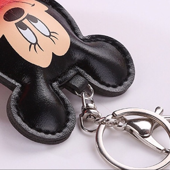 Mickey Mouse w/ Grey Pom Pom on a Silver Keychain - Picture 3 of 7